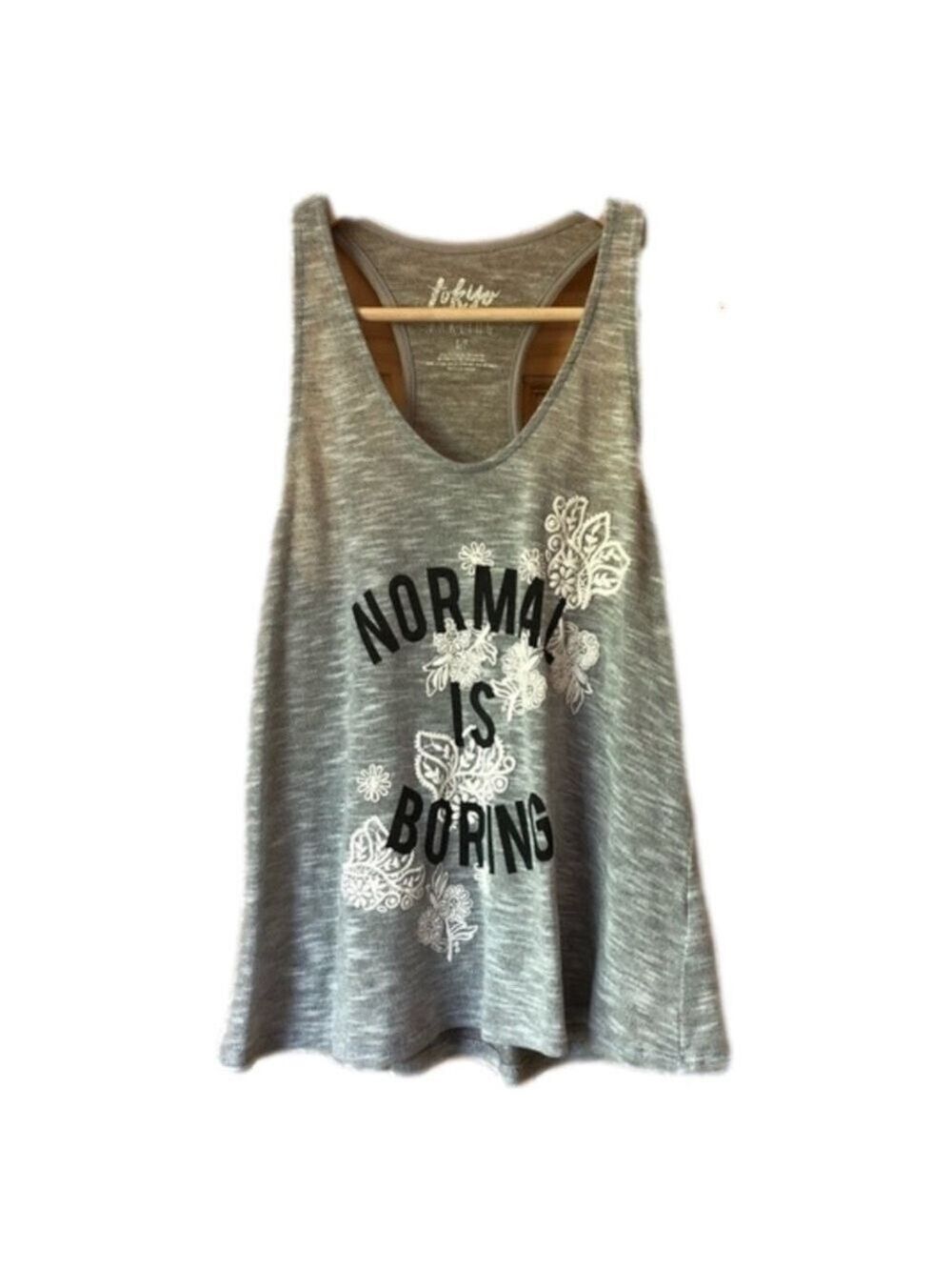 Tokyo Darling Normal is Boring floral racerback tank Jr S